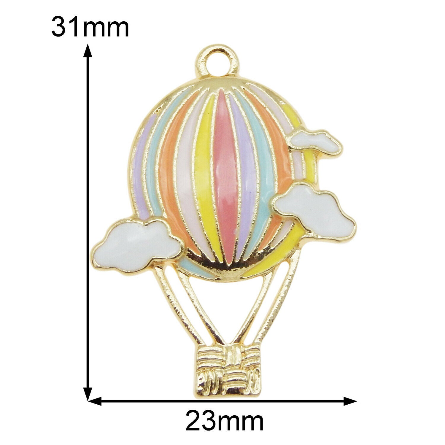 6 pcs Colorful Hot Air Balloon Charm Enamel Alloy Pendant Earring Dangle 31x23