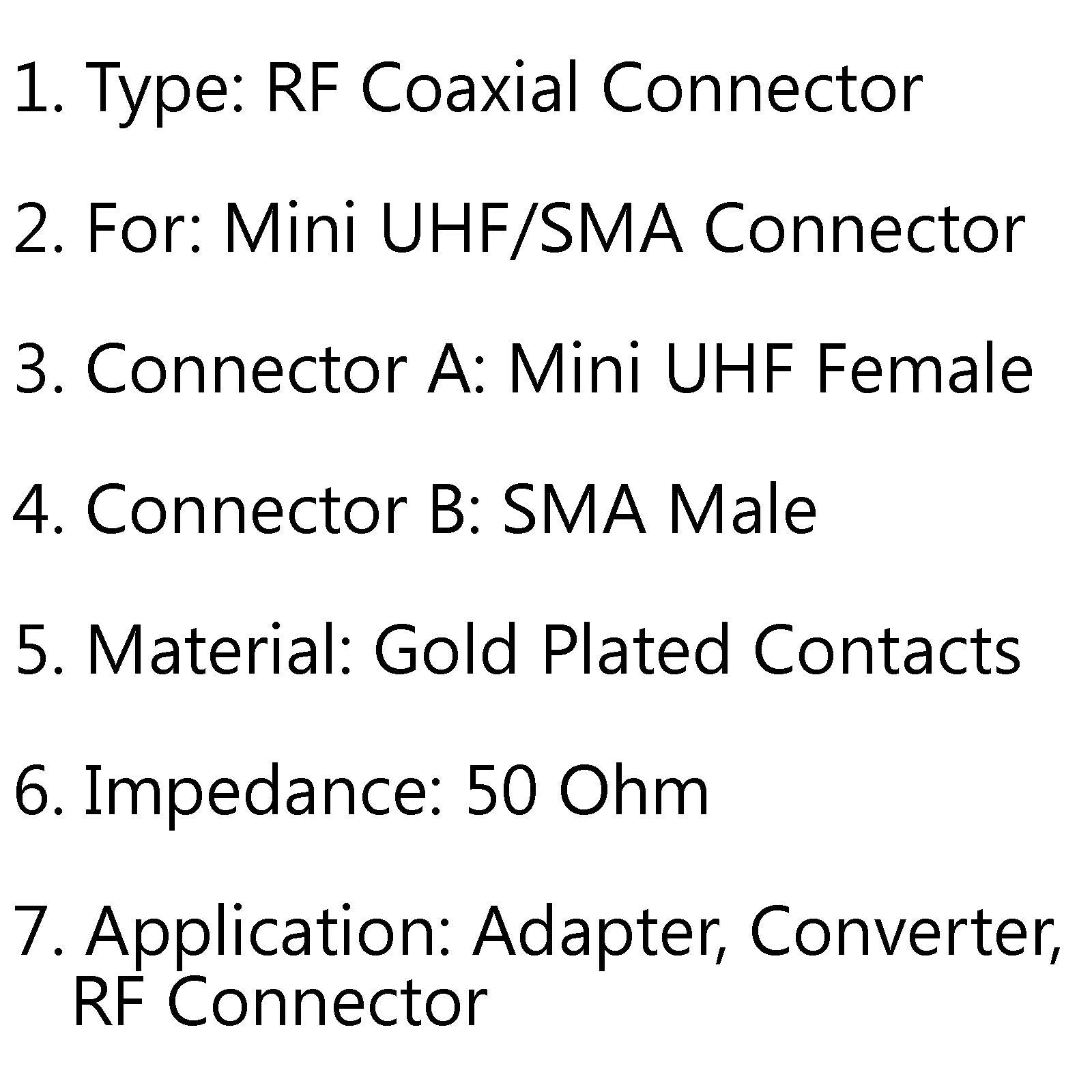 10Pcs SMA Male Plug To Mini UHF Female Jack Plug Straight RF Coaxial Adapter CA