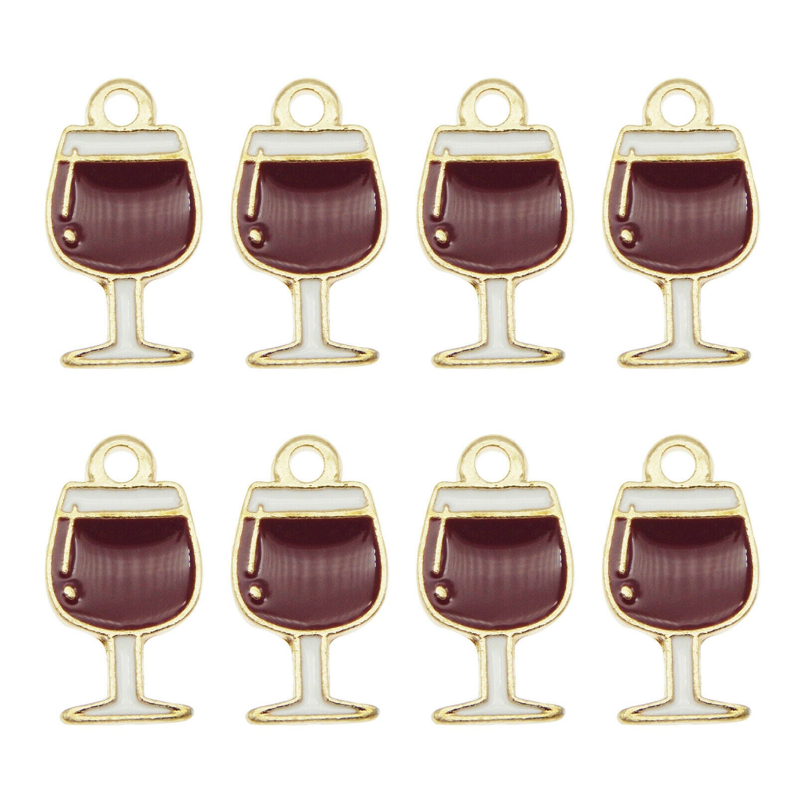 30PCS MultiColor Enamel 16x9mm Wine Glass Goblet Charms Pendant DIY Crafts