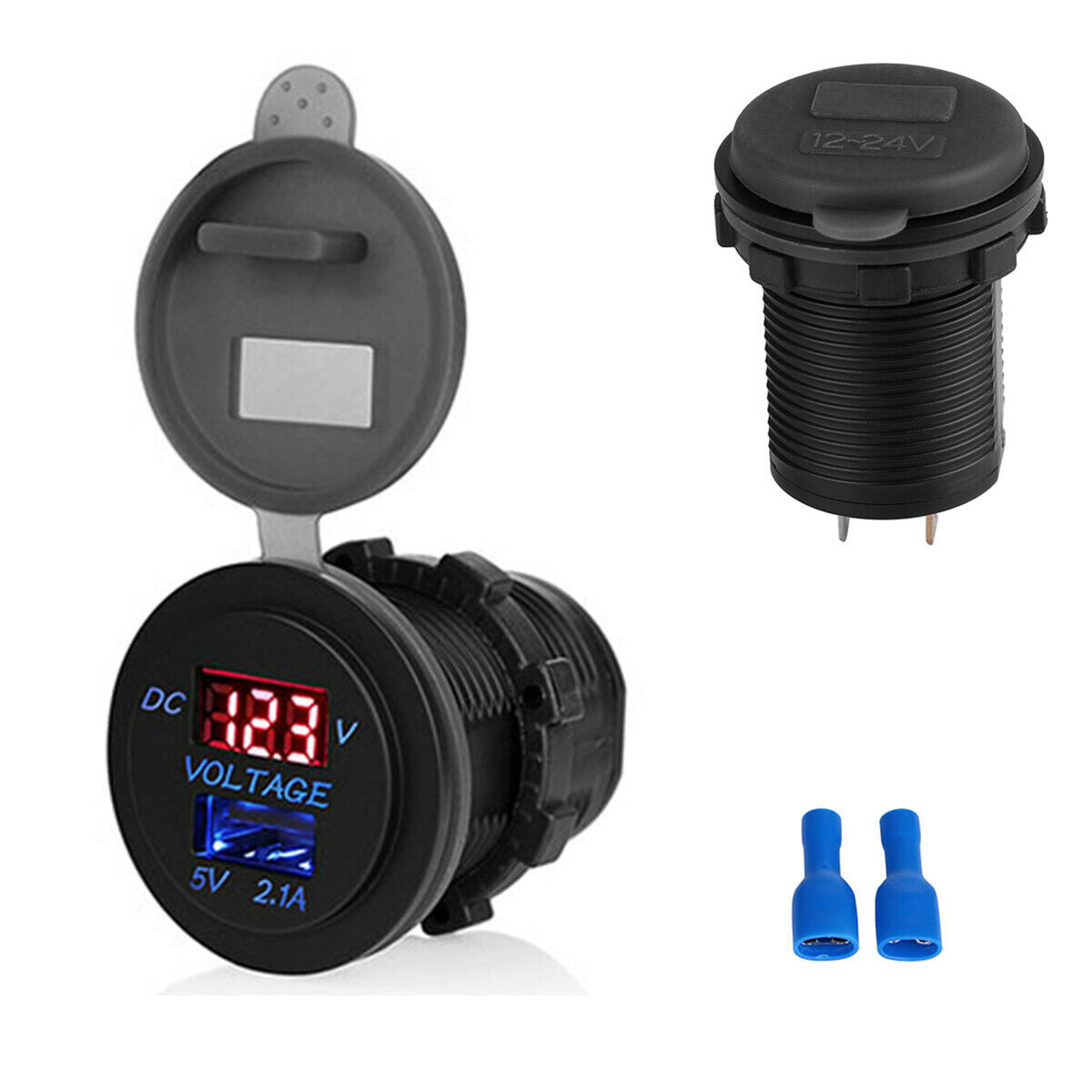 Car charger Socket 2.1A USB Port Charger Power Outlet LED light digital Voltage