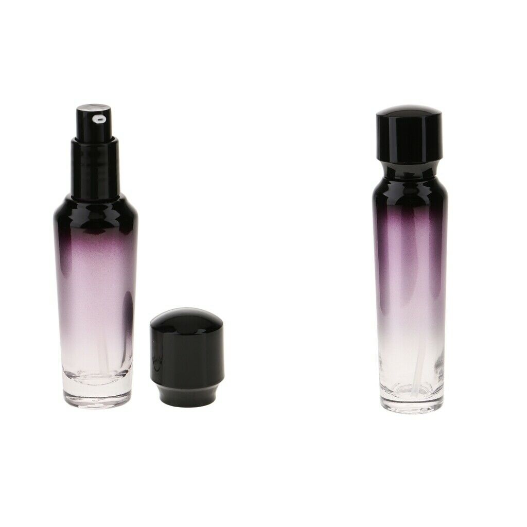 2pcs Travel Empty Glass Pump Spray Bottle Makeup Lotions Gel Serum Container