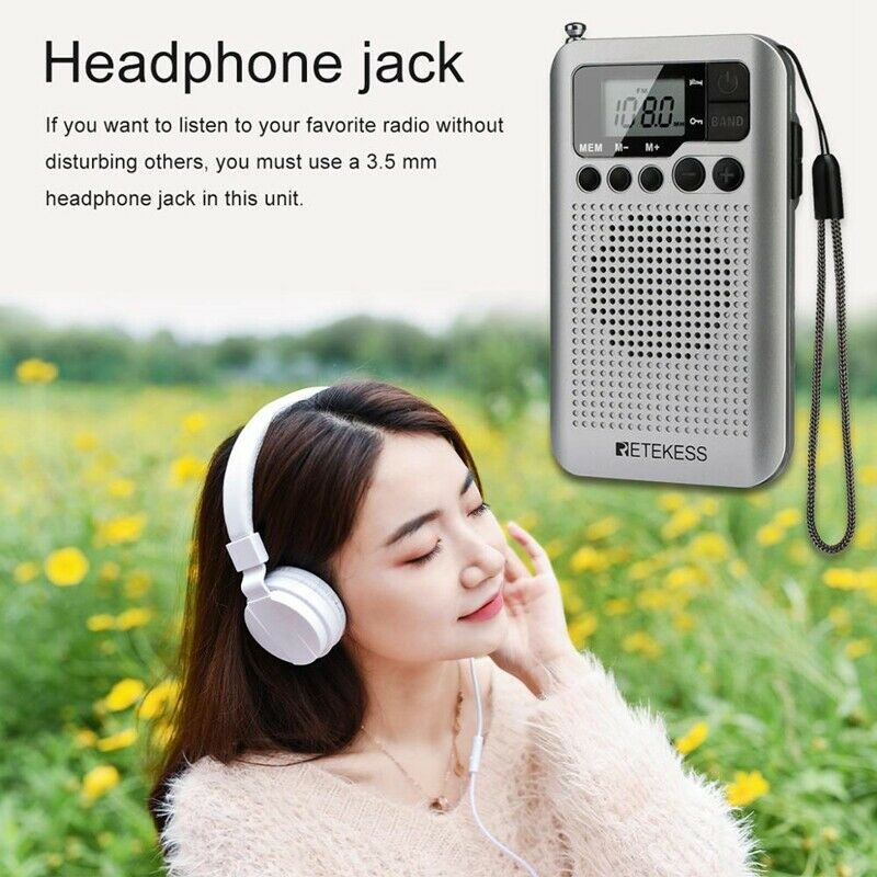 TR106 Portable FM AM Radio with LCD Display Digital Tuning Speaker Headphone Z9