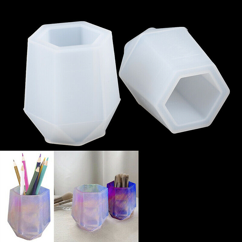 Crystal Epoxy Mold Hexagon Pen Holder Mold Pencil Storage Silicone Mould DIY Lt