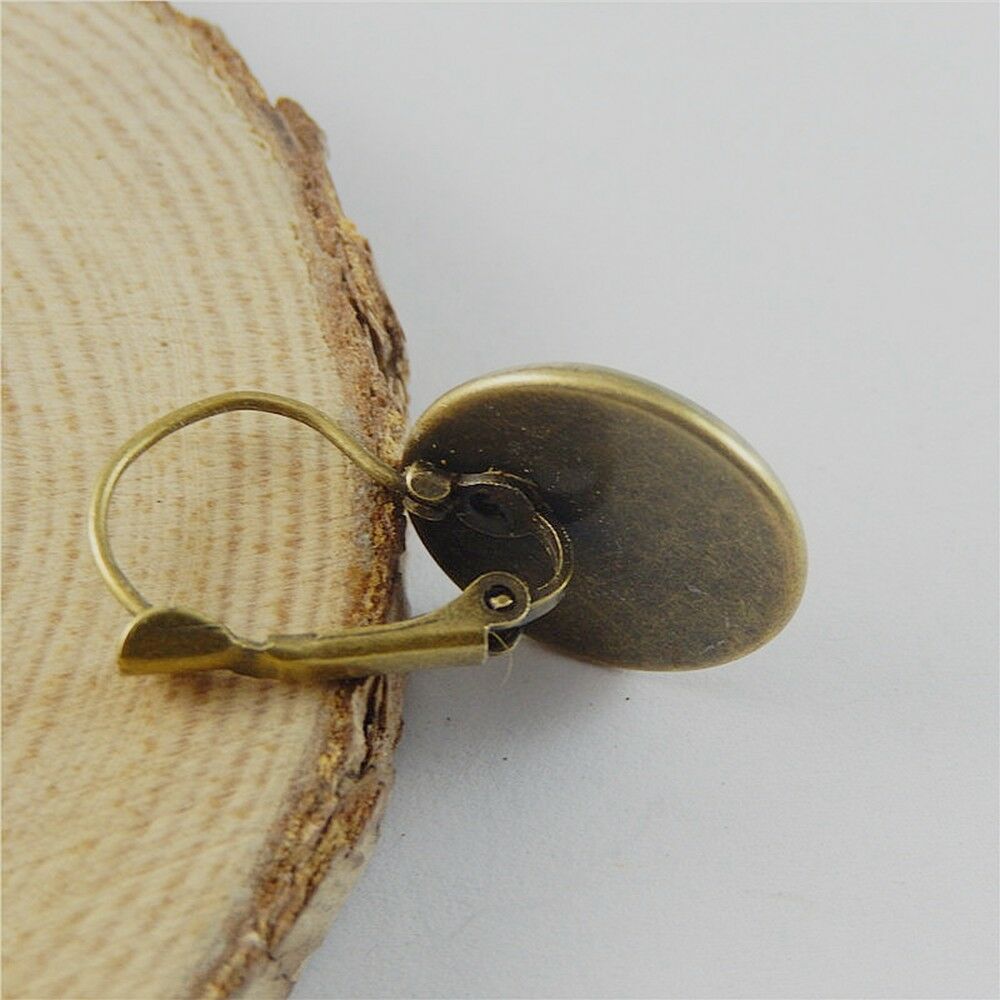 20 pcs Antiqued Bronze Round 18mm Blank Bezel Leverback Cup Earring Post Metal