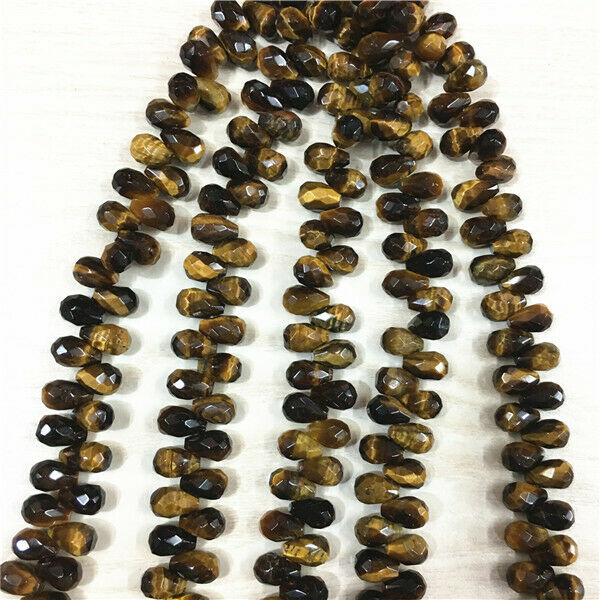 1 Strand/40Pcs 12x8mm Natural Tiger Eye Gem Faceted Teardrop Loose Beads HH455