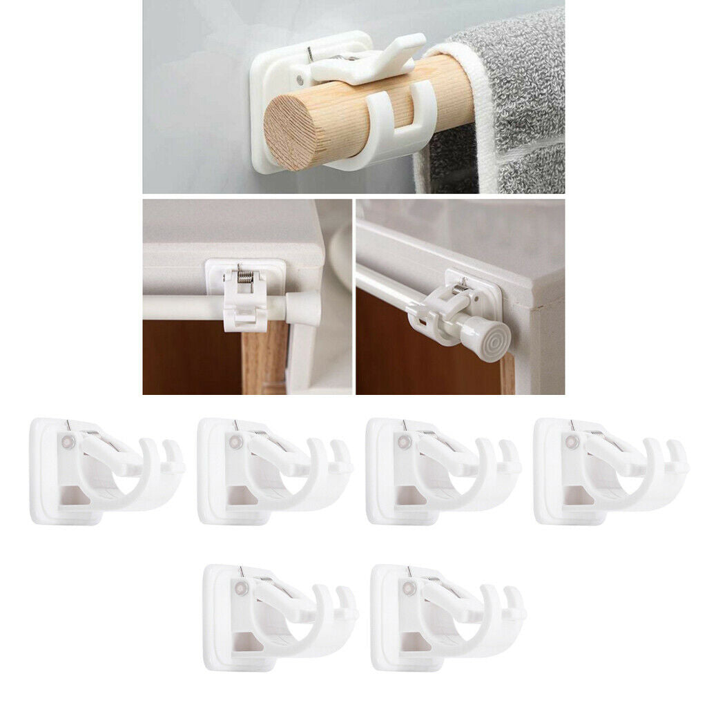 6Pcs  Self Adhesive Hooks Curtain Rod Bracket Pole Drapery Hook Holders Curtain