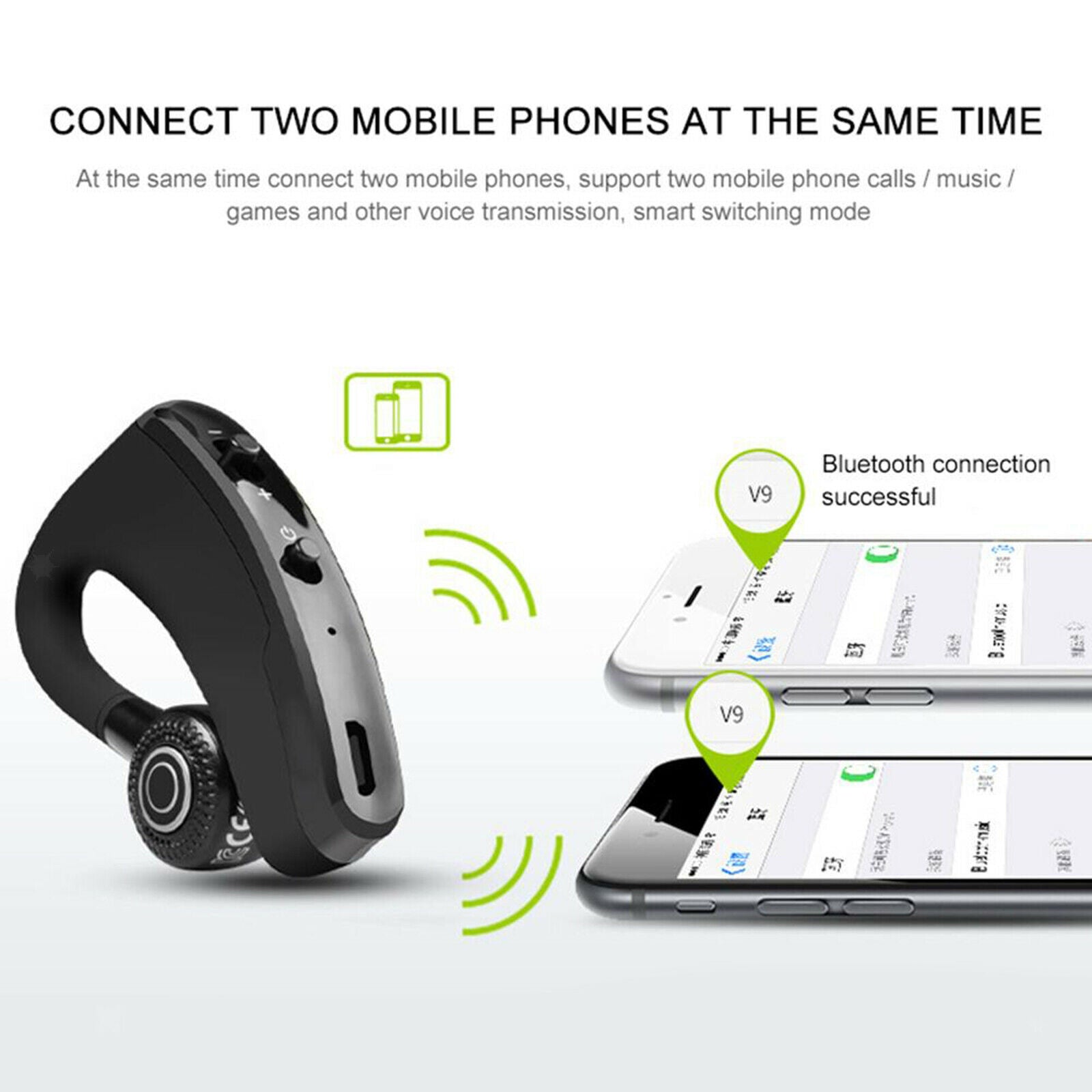 V9 Bluetooth Headset V4.0 with Microphone for Cell Phone Business Office