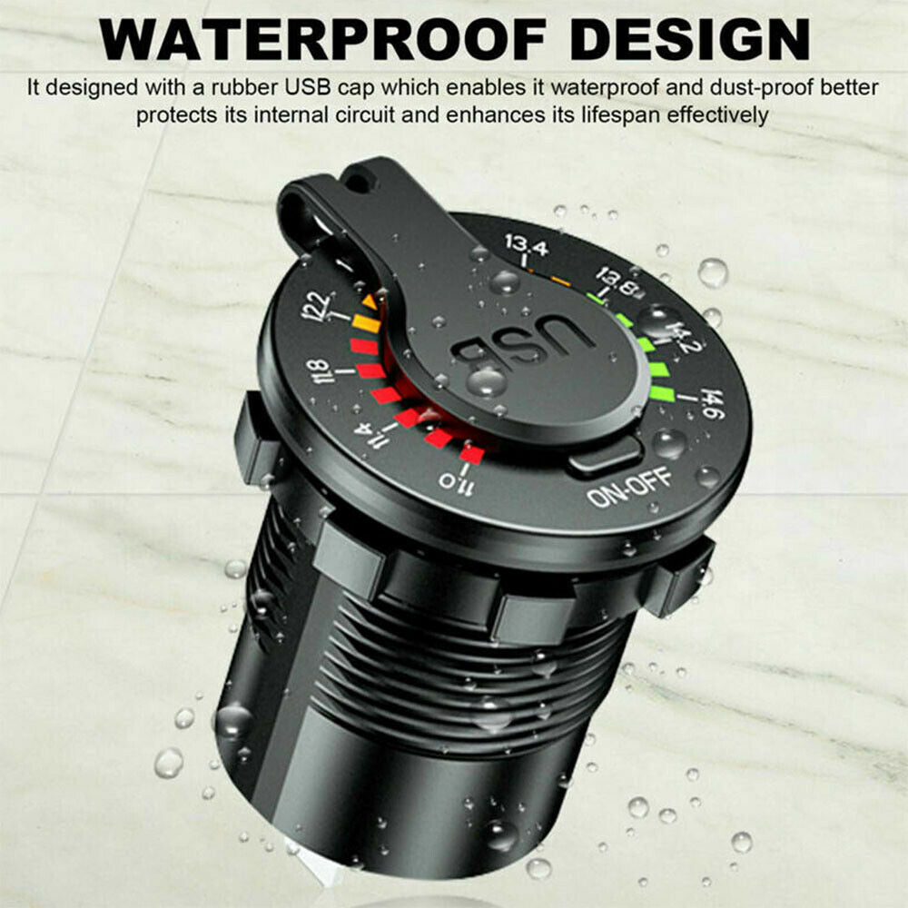 Voltmeter Dual USB Charger Waterproof Colorful Digital Marine Motorcycle 4 Car