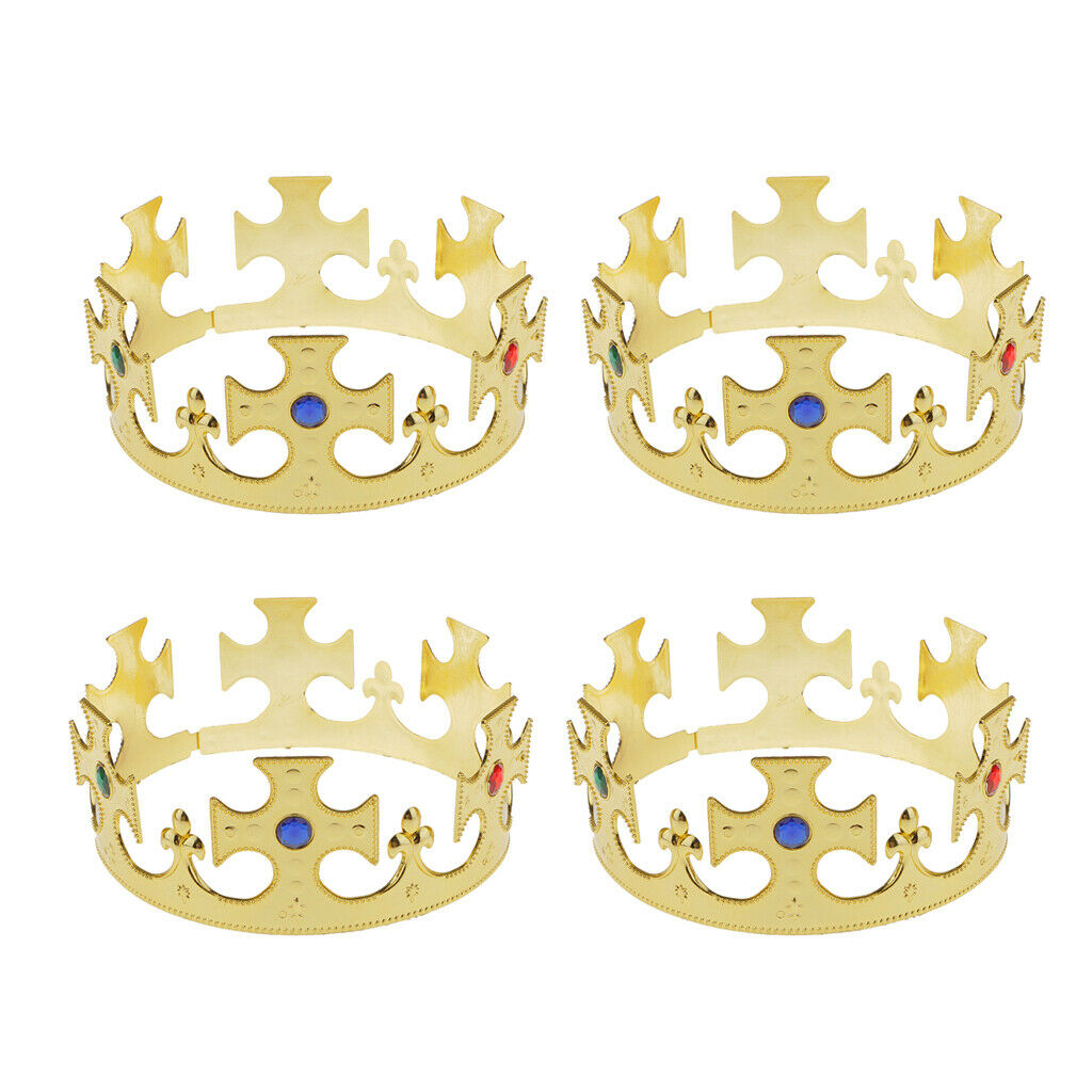 4 Pieces Rhinestone Royal Queen Crown Cross 23in Dress Party Props Favor