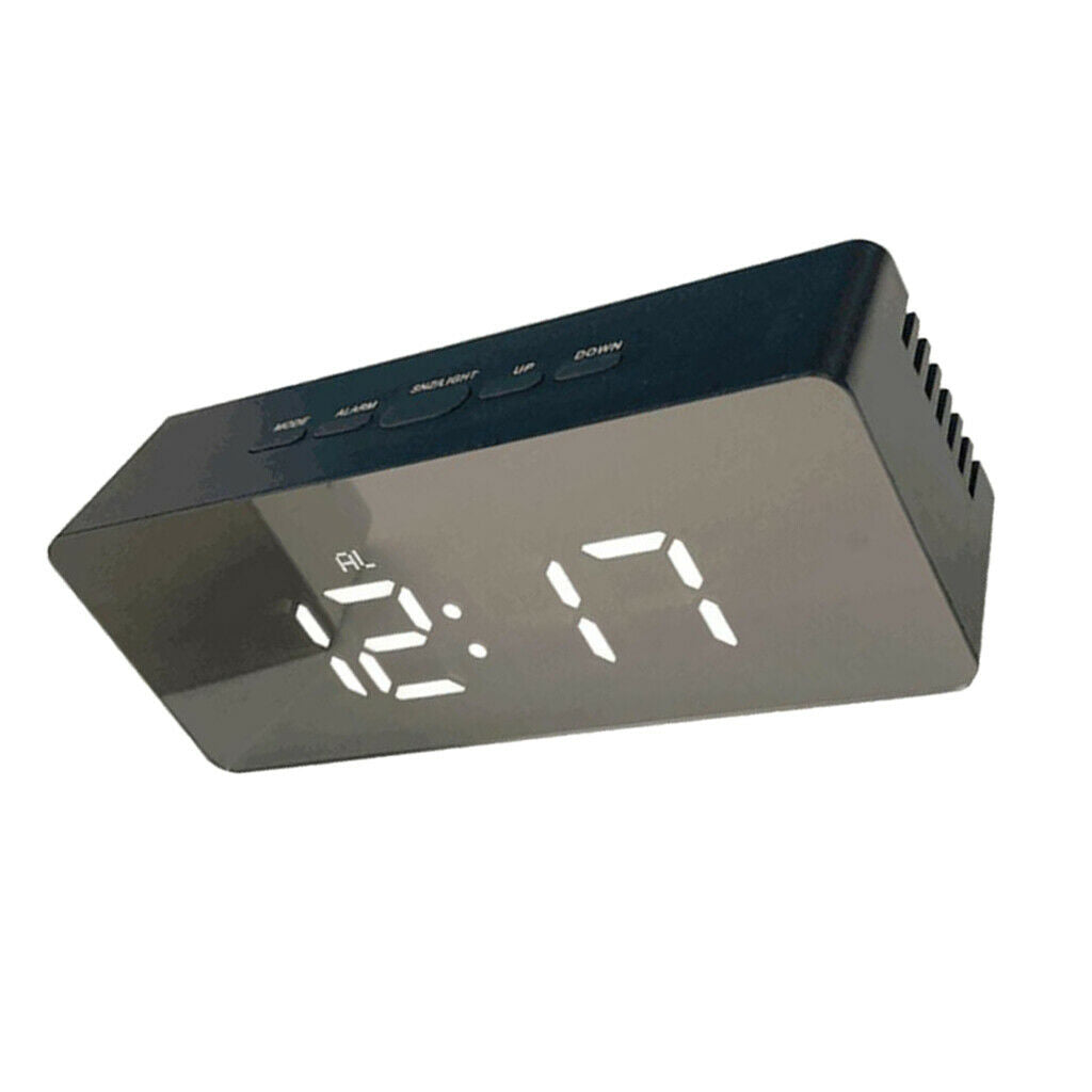 Digital Electronic Alarm Clock Indoor Temperature Display 12H/24H Black