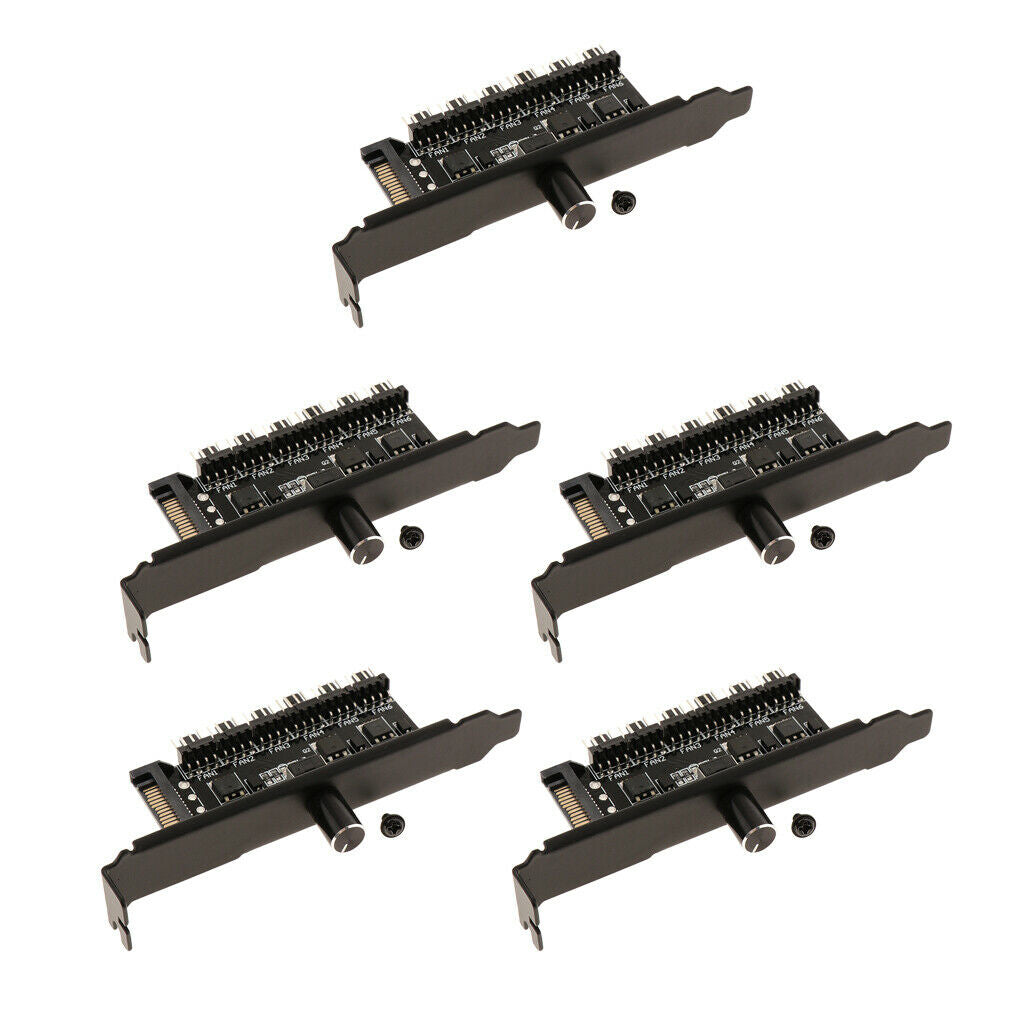 5pcs SATA Power CPU Cooling Fan Speed Controller 6-Channel Hub Kit New