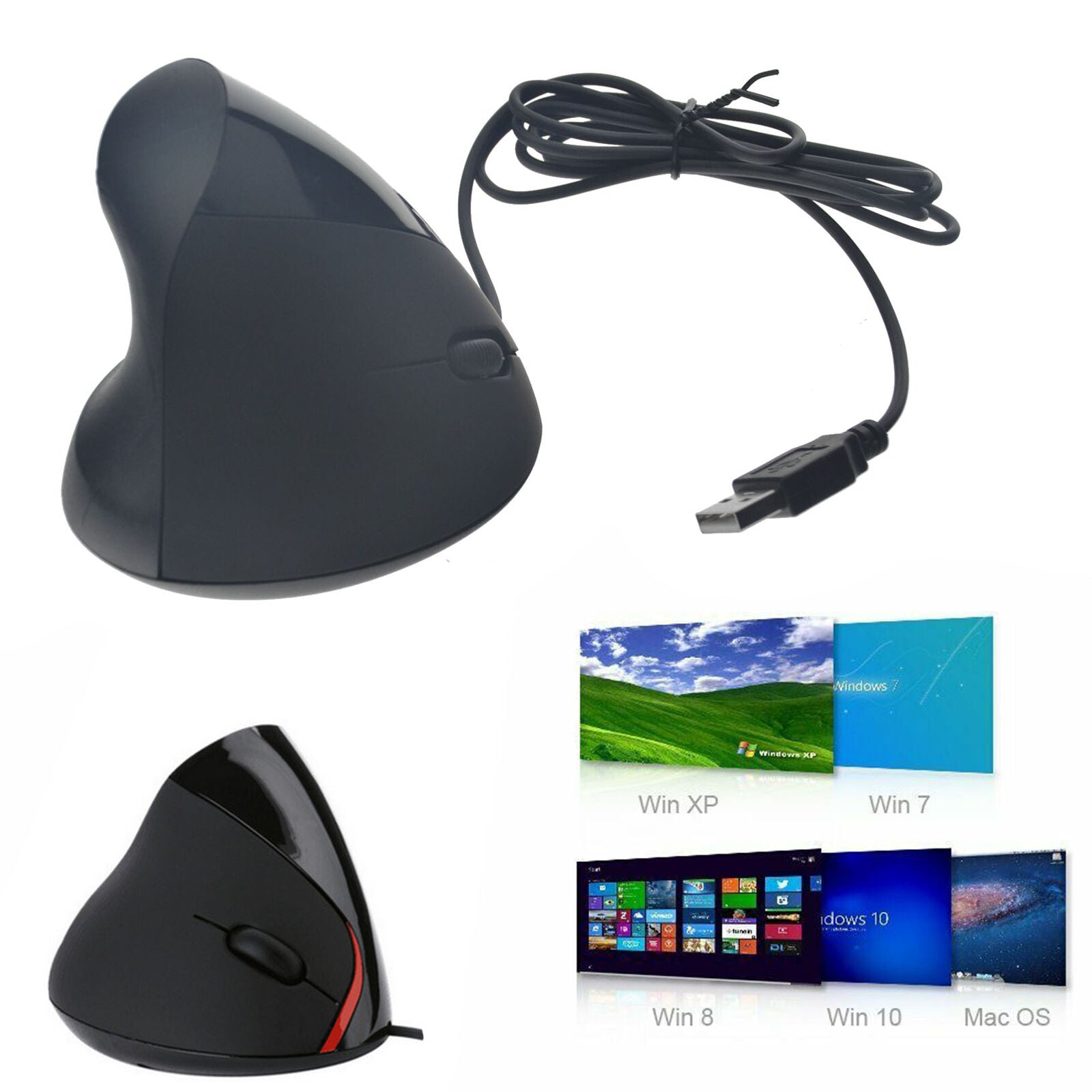 Ergonomic Design Mice Mouse Vertical 5 Buttons For Computer PC Laptop