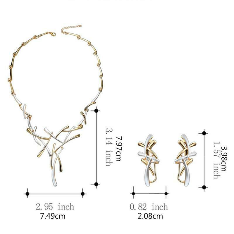Women Luxury Necklace Ear Studs Set Wedding Bridal Girls Chain Pendant Earrings