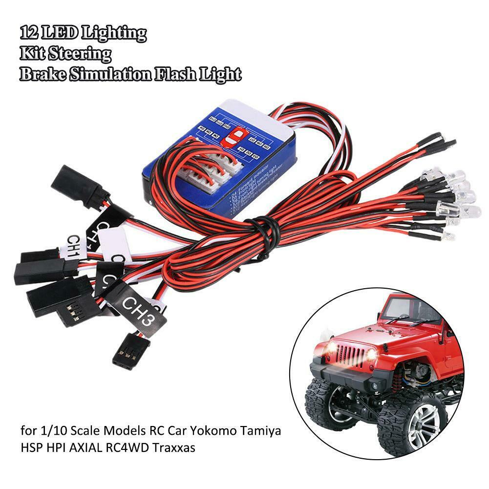 12 LED Lighting Kit Steering Brake Simulation Flash Light for 1/10 Tamiya HSP