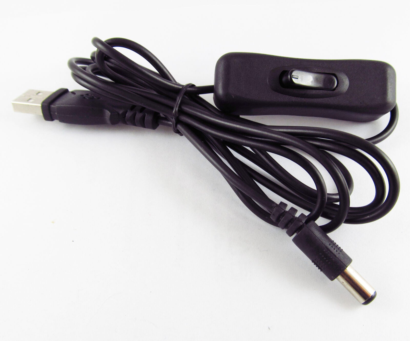 5pcs 1.5M 5Ft USB Male to 2.1mm 5.5x2.1mm DC Power Plug cable cord with Switch