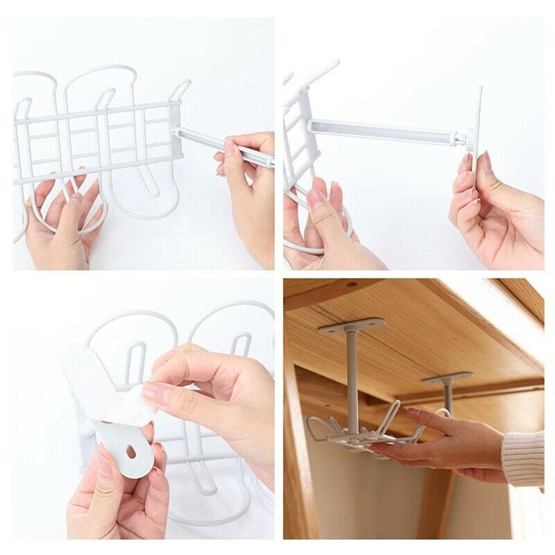 2 Pcs Under Table Storage Rack Cable Management Tray Table Bottom Socket HolF5P9