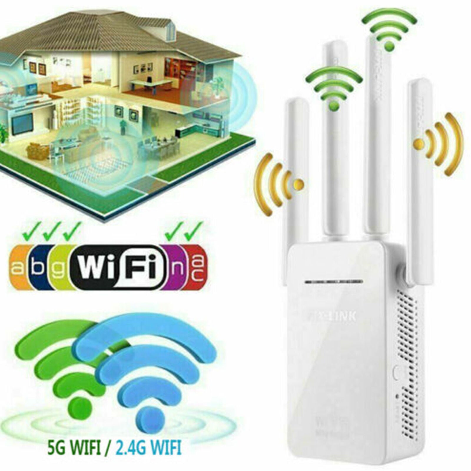 1200Mbps WiFi Range Extender Repeater Wireless Amplifier Router Signal Booster