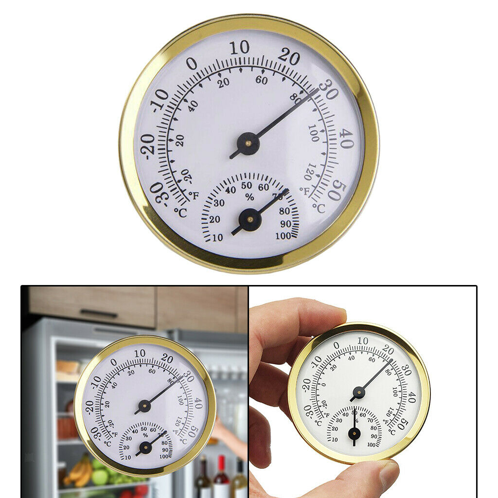 Mini 2 in 1 Alloy Thermometer Hygrometer Analog Humidity Meter Gauge Indoor