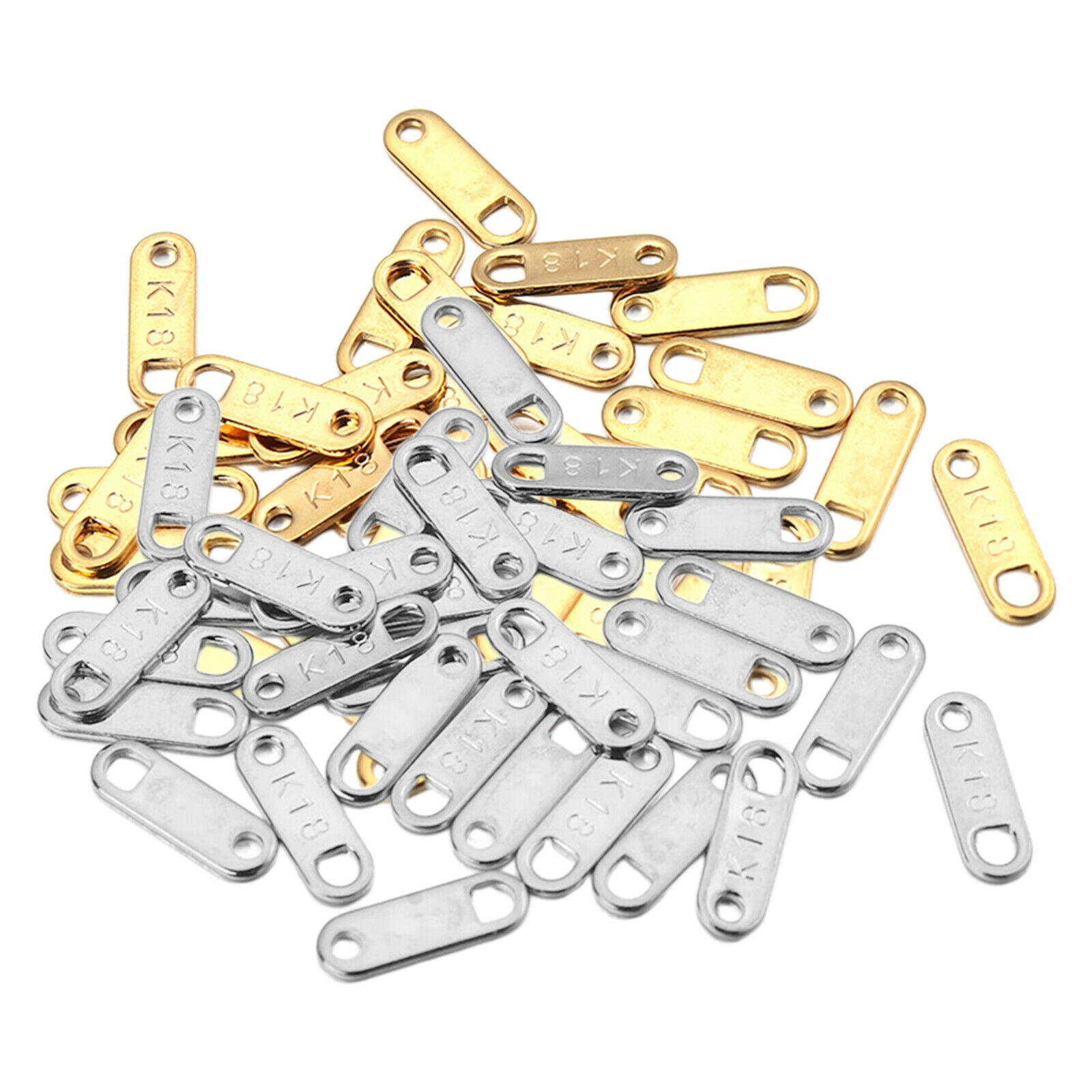 60Pcs Engraved Pendant Charms Tail Chain Tags DIY Keychain Jewelry Findings
