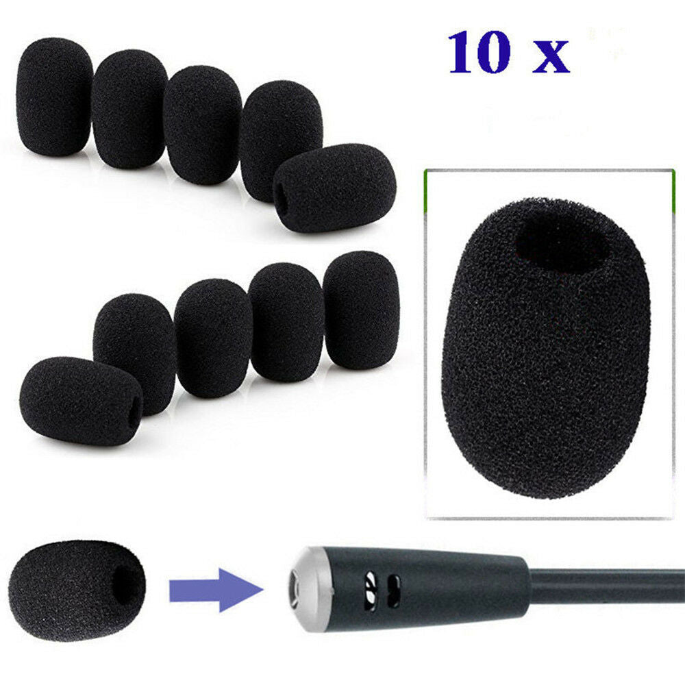 10PC Microphone Headset Grill Windscreen Sponge Foam Black Mic Cover New