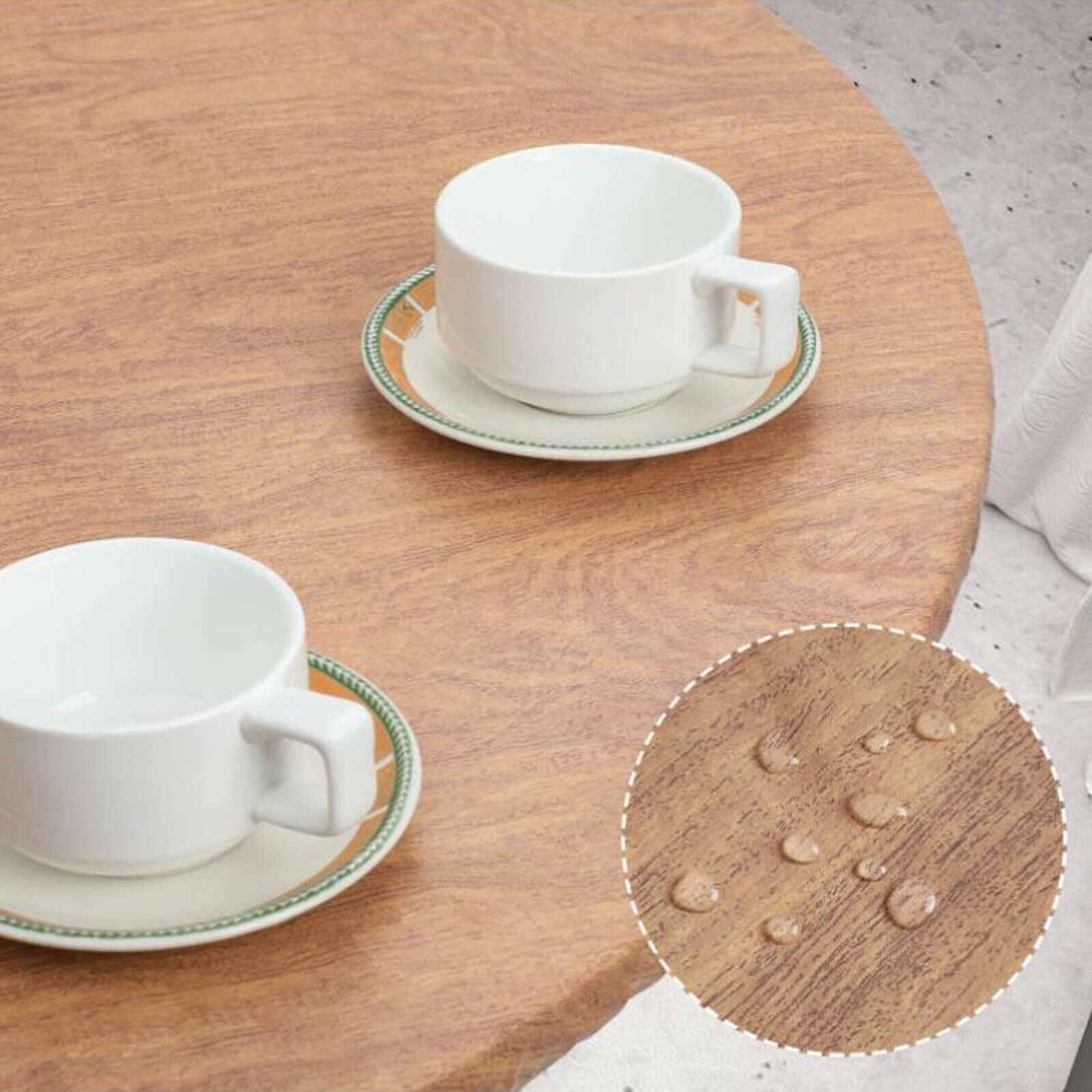Round PVC Tablecloth Waterproof Table Cover Home Decor Wood Pattern