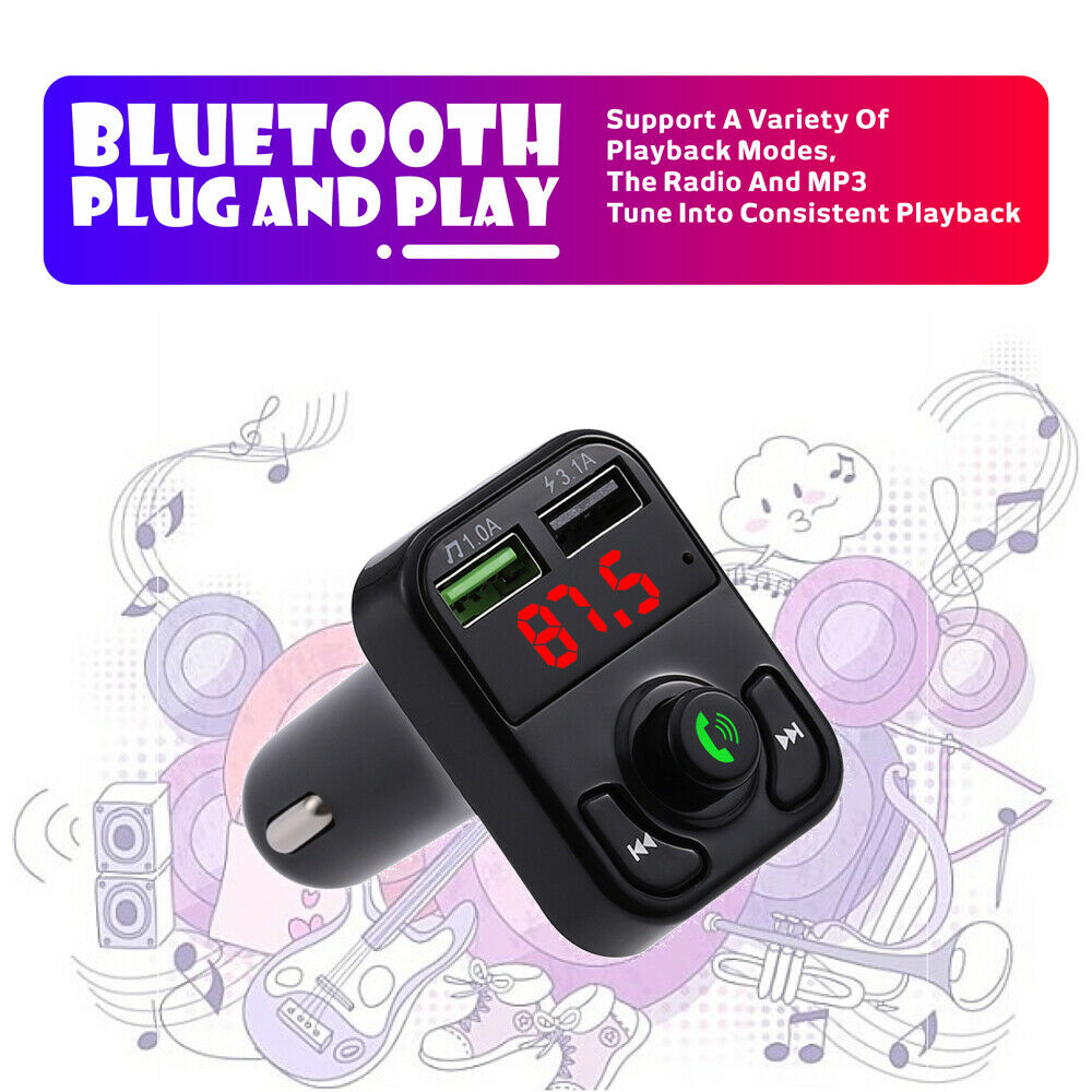 Bluetooth Handsfree Car Kit Car Audio MP3 Player Quick Charge Dual USB Car Charg