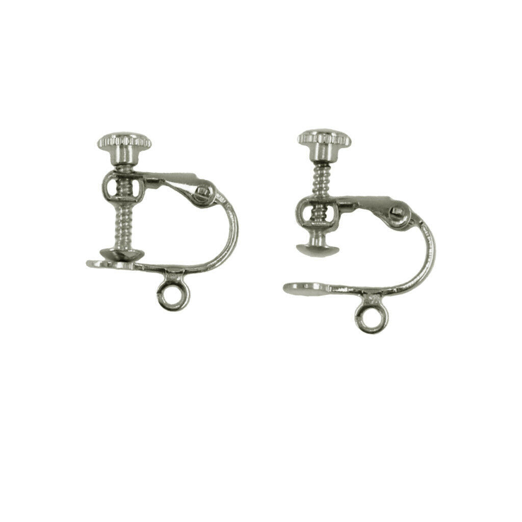 70pcs Retro Brass Clip On Screw Back Earring Open Loop & Ball No Piercing