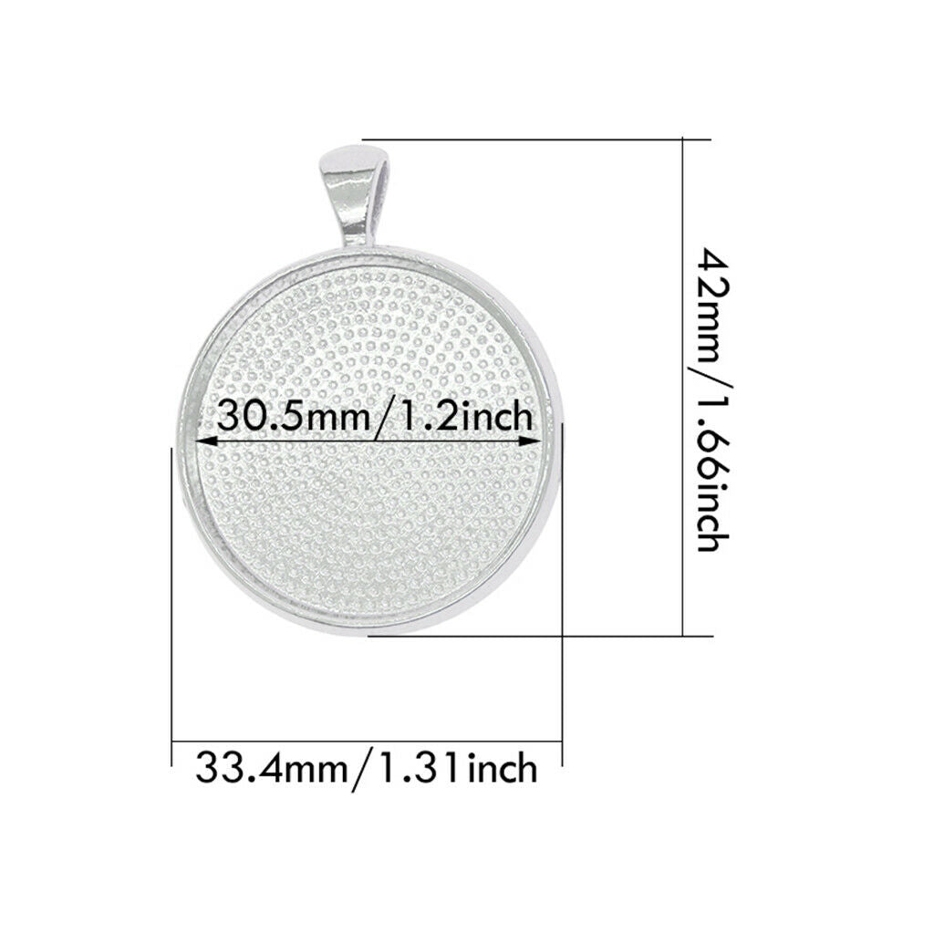 10PCS Round Blank Bezel Tray Base for 42x33mm Pendant Connector DIY Craft