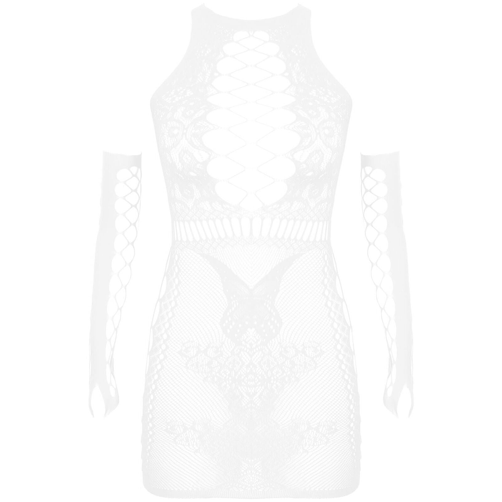 Sexy Women's Hollow Out Bodycon Dress Fishnet See-Through Mini Dress Clubwear