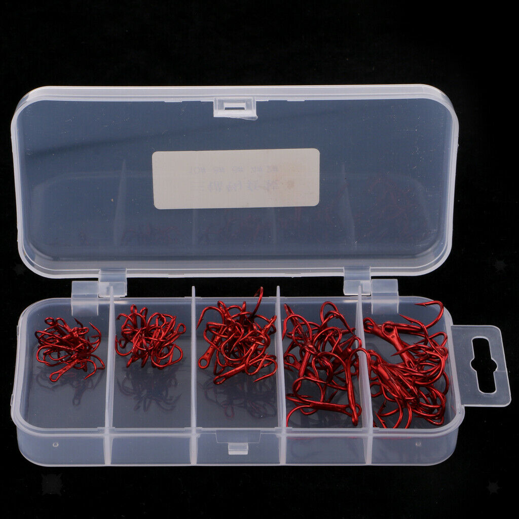50pcs Treble Hooks High Carbon Steel Barbed