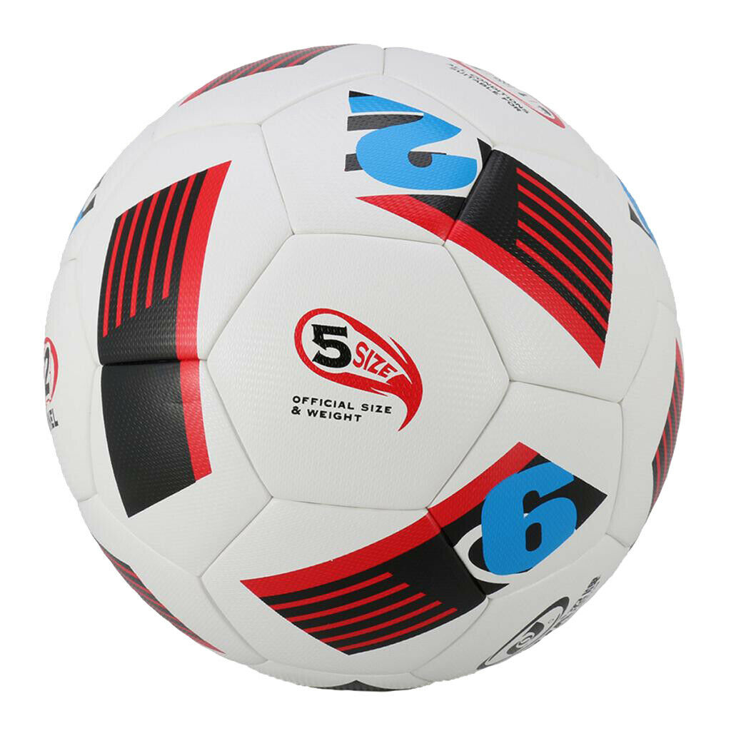 Football Soccer Ball Size 5 Standard PU Indoor Outdoor Training Balls  Red