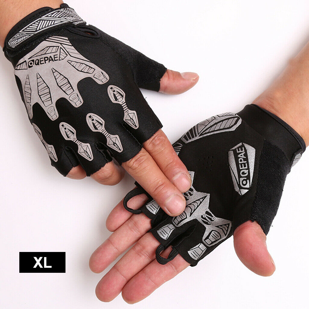 Cycling Gloves Half Finger Bicycle Damping Fingerless Sports Gray XL