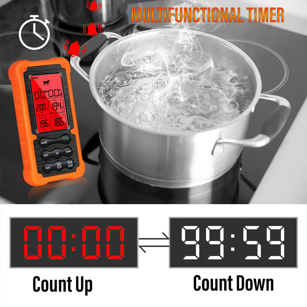 Food Meat Themometer Wireless Meat Thermometer for Smoker Oven Kitchen BBQ