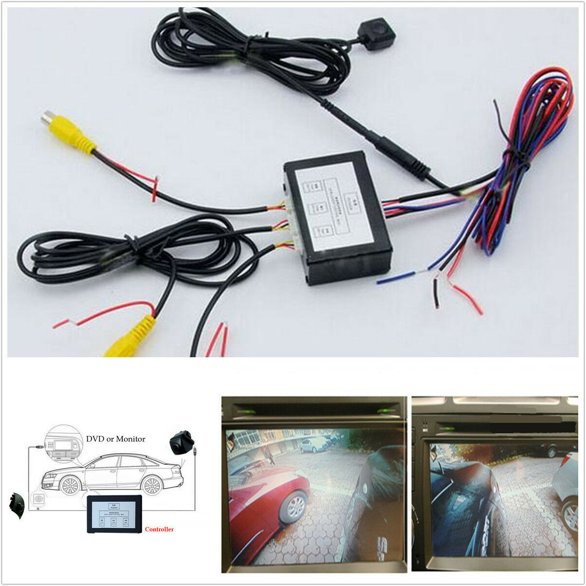 Front Rear ParkingView Parking Camera Video Converter Channel Switch Mirror Box