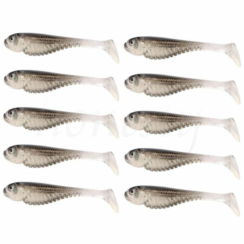 10Pcs 75mm Soft Silicone Tiddler Bait Fluke Fishing Saltwater Fish Lure Bass