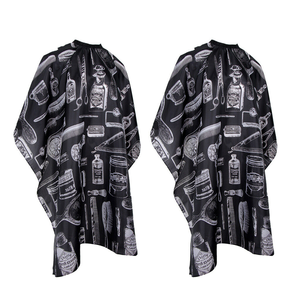 2Pcs Salon Hair Cut Hairdressing Hairdresser Barbers Cape Gown Cloth Waterproof