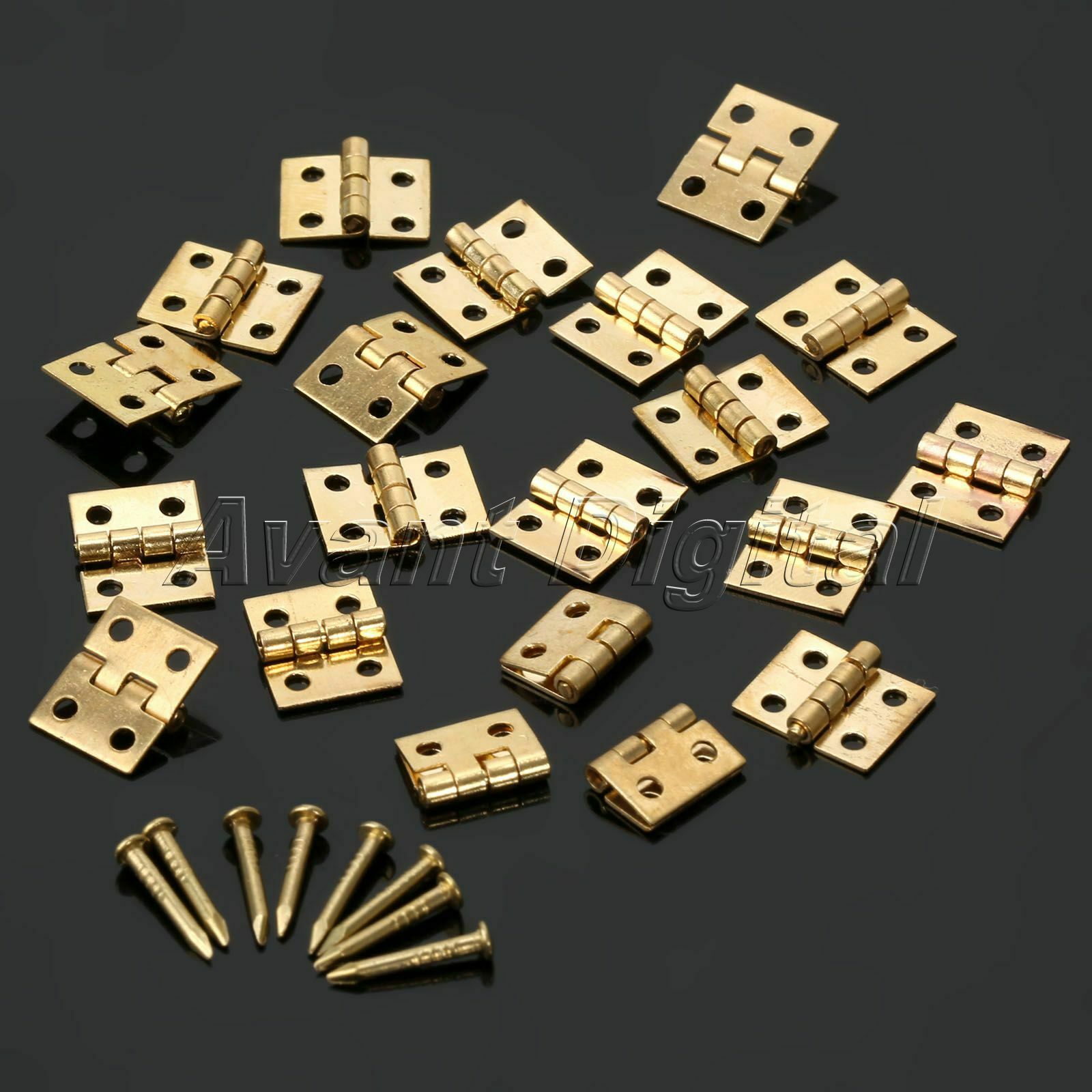 20Pcs Mini Brass Plated Hinge For Decorative Wooden Jewelry Cabinetmaker Box