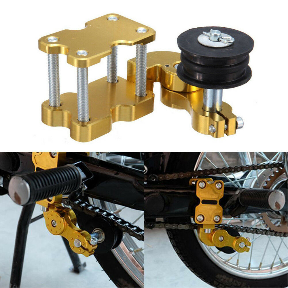 Universal Golden Aluminum Adjuster Chain Tensioner Bolt On Roller For Motorcycle