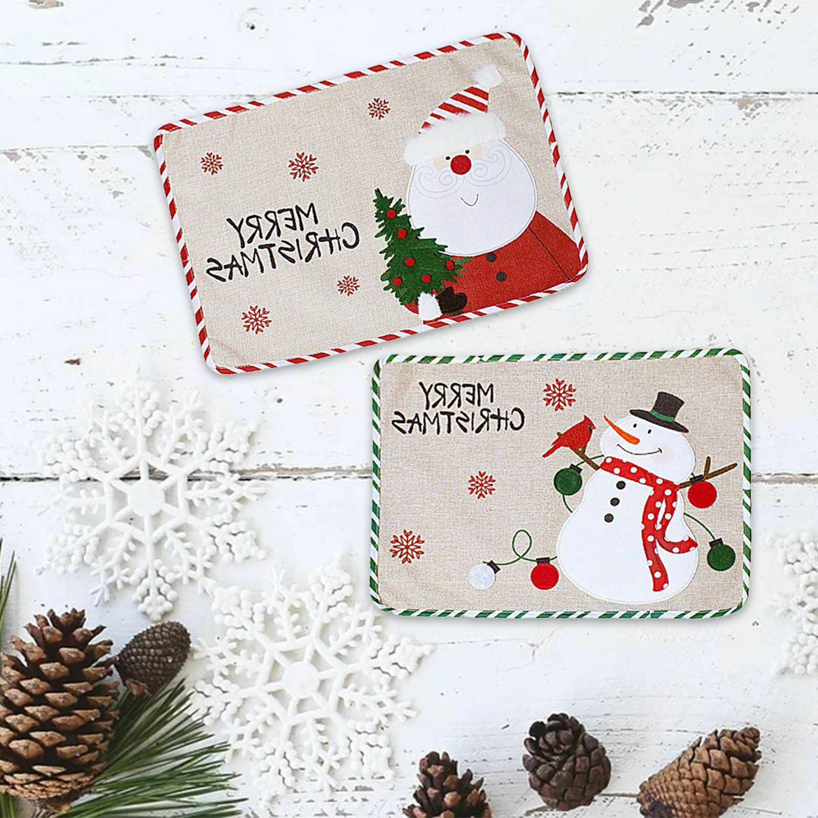 Placemat Decoration Rectangle dinner Christmas Embroidery for Xmas New Year
