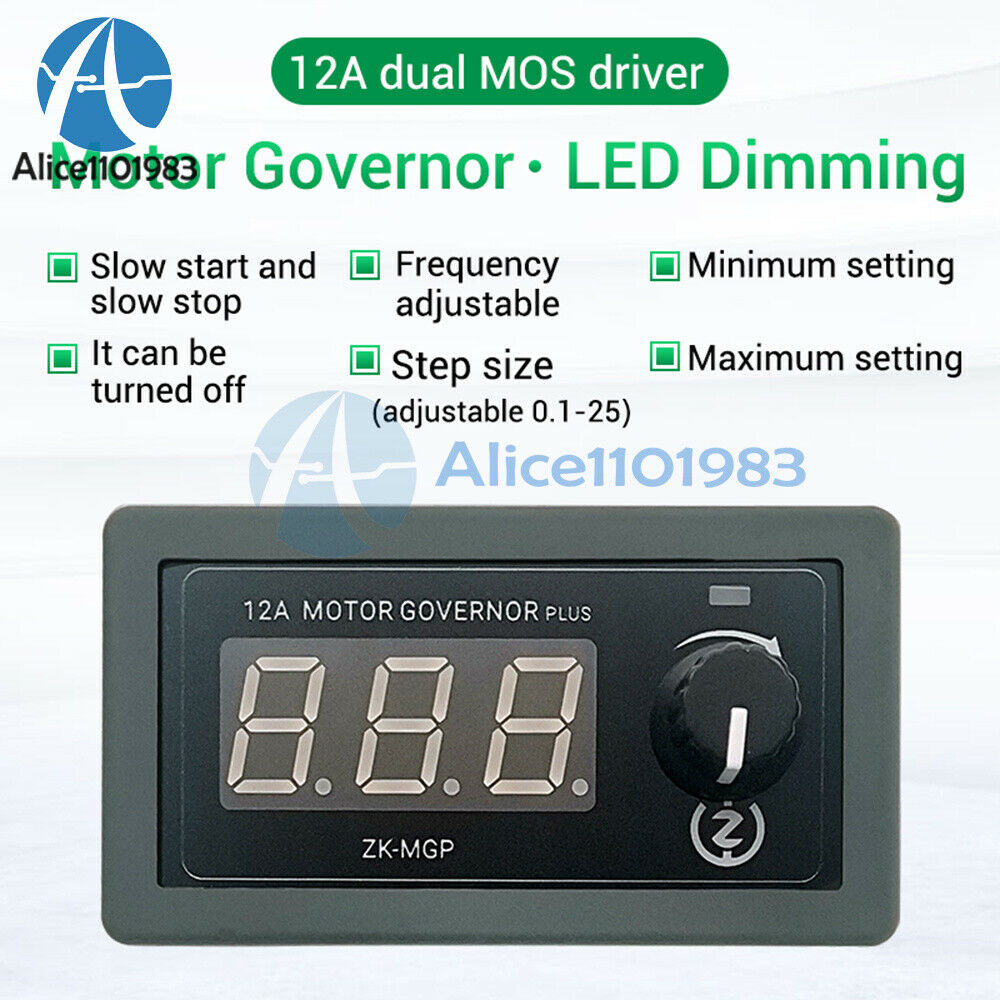 5-30V 12A 360W PWM DC Motor Speed Controller Motor Governor Dimming Dual MOS