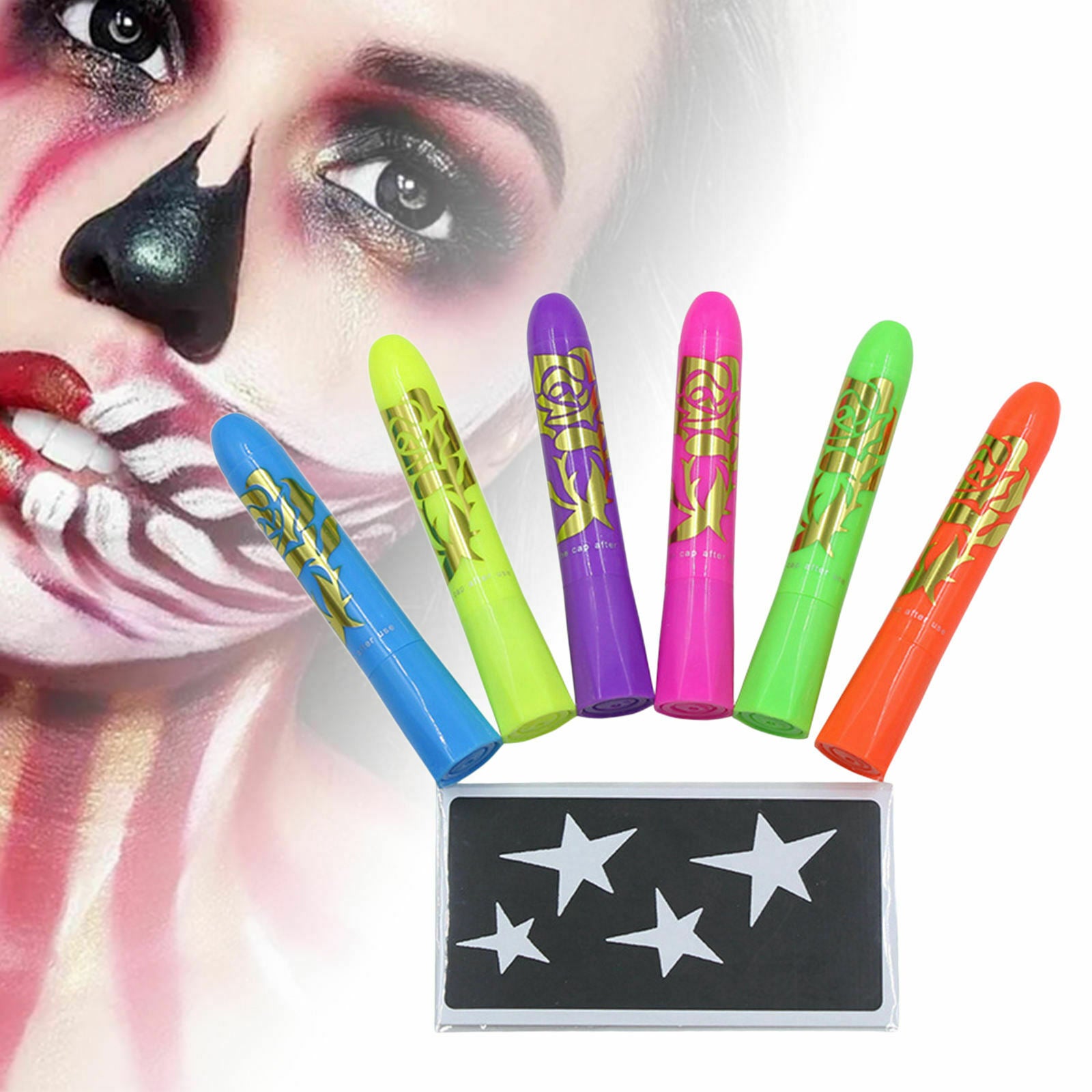 Luminous Face Paint Crayon Kit Body Painting Sticks Kids Halloween Gift