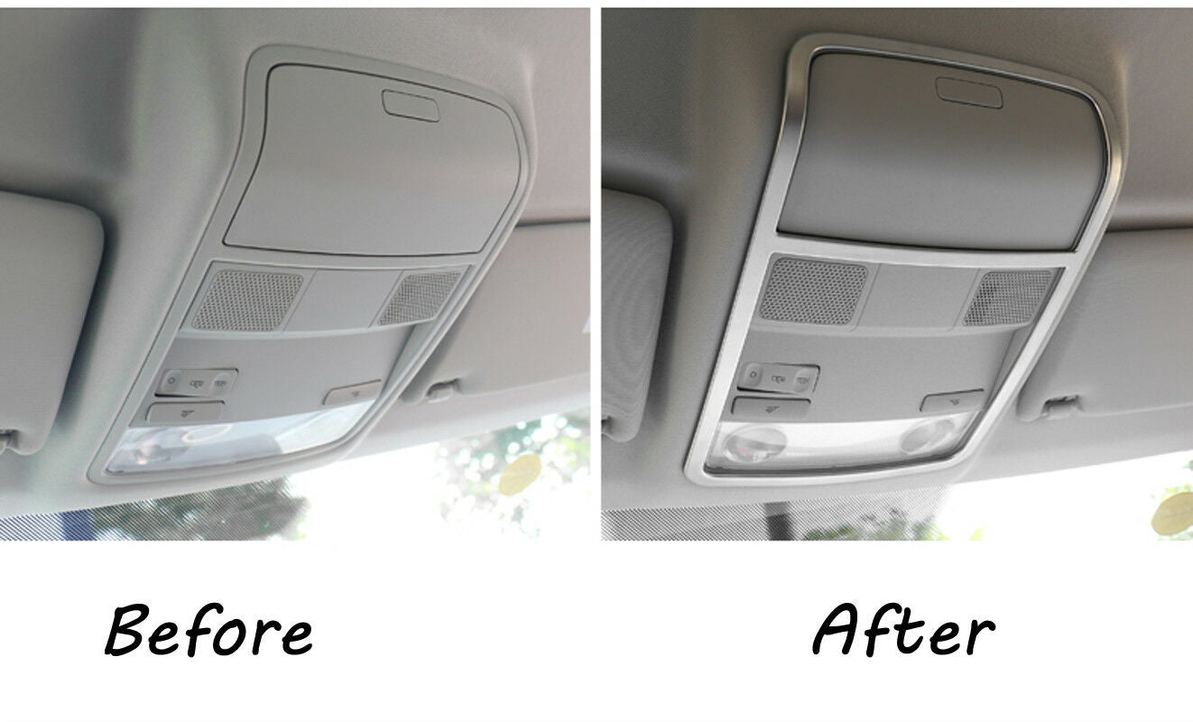 Stainless Steel  Front Reading Lamp Cover Frame Trim Fit For  Tiguan 2010-2014