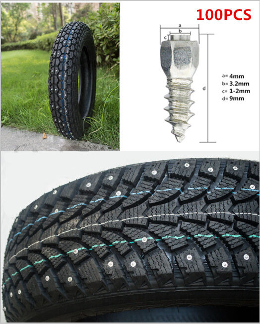 100pcs 9mm Screw in tire Stud Carbide tips with Steel Body for Car/Truck/ATV