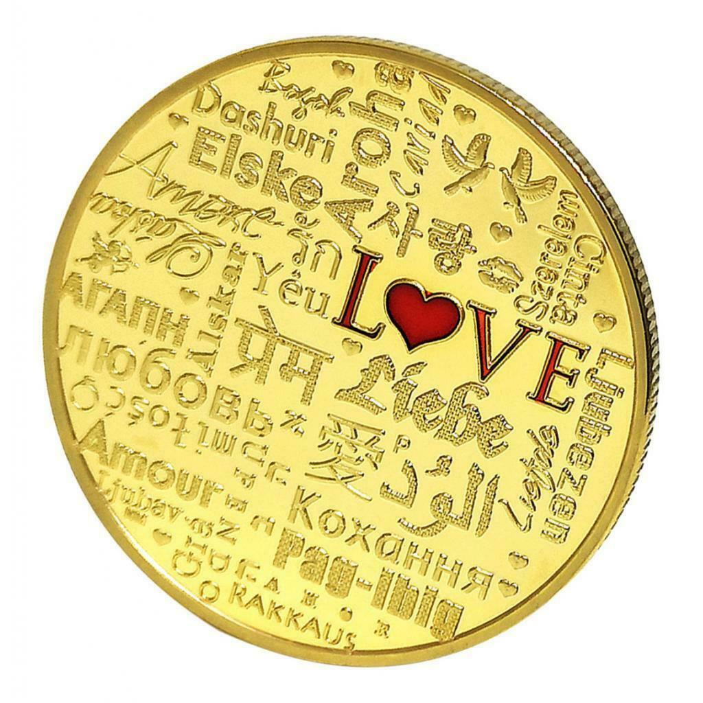1pc Commemorative Coin Love Birds Couple Flying Souvenir Golden Decor Art