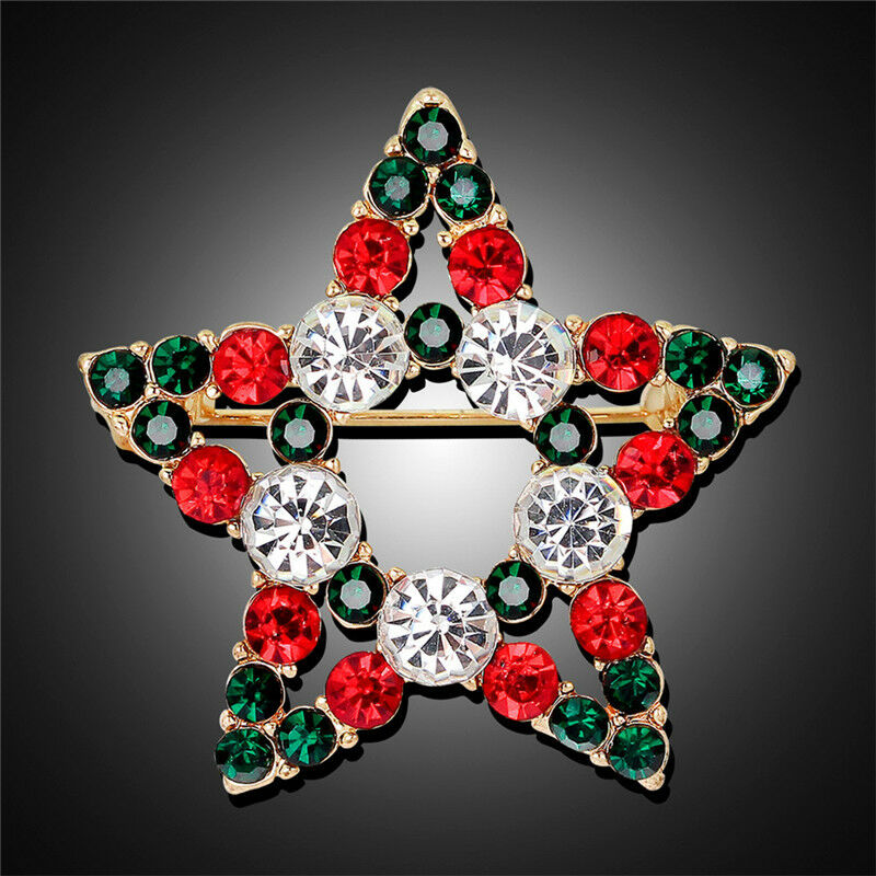 Great Star Crystal Rhinestone Snowman Christmas Brooch Pin Xmas Gif.l8