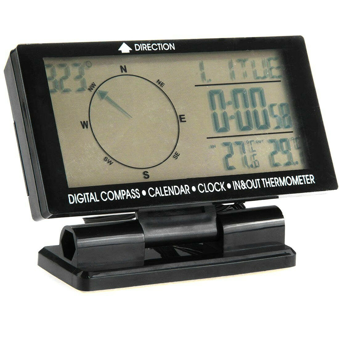 Car Electronic Compass Clock Thermometer Calendar Blue Backlight Digital Display