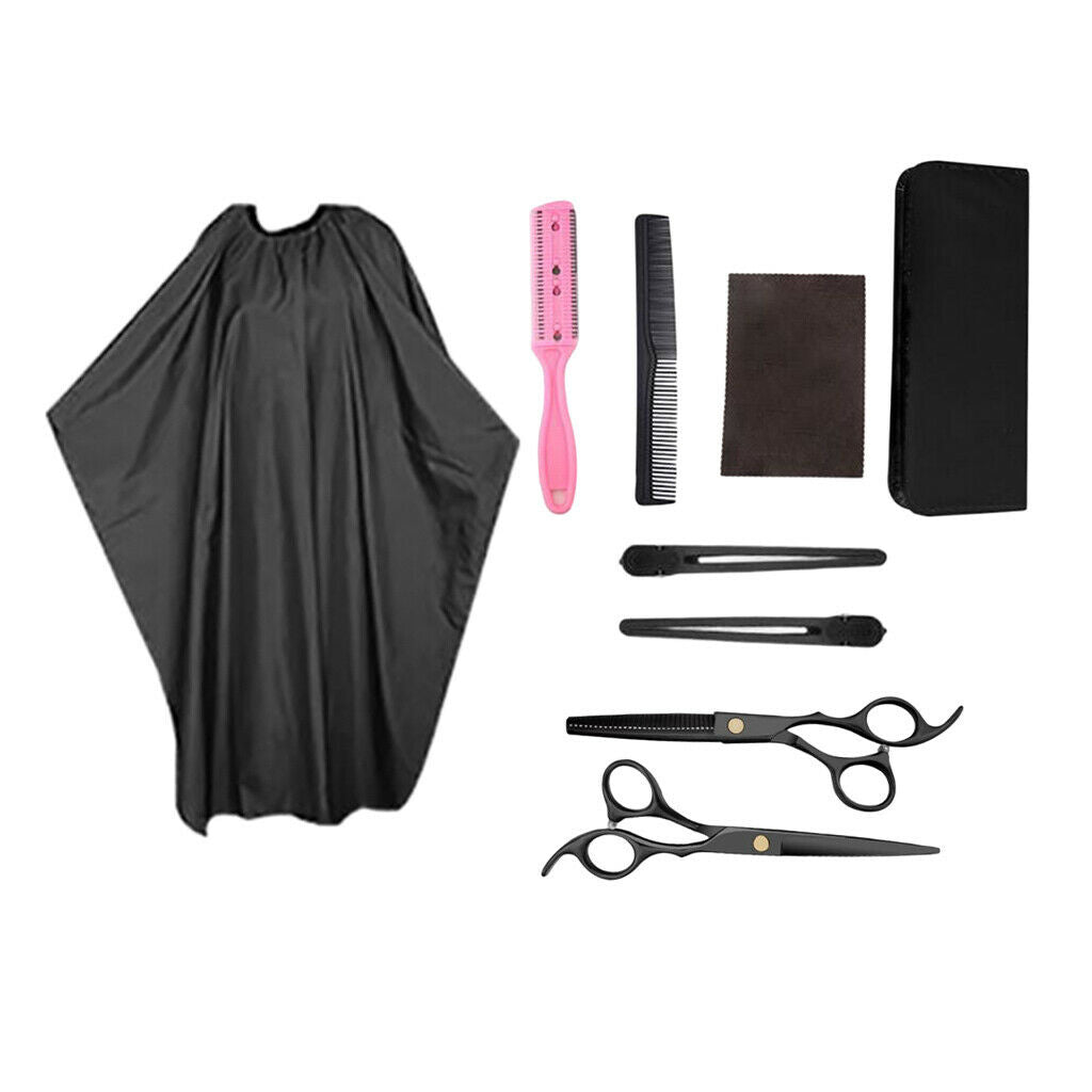 8pcs Hairdressing Cape Thinning Scissors Kit
