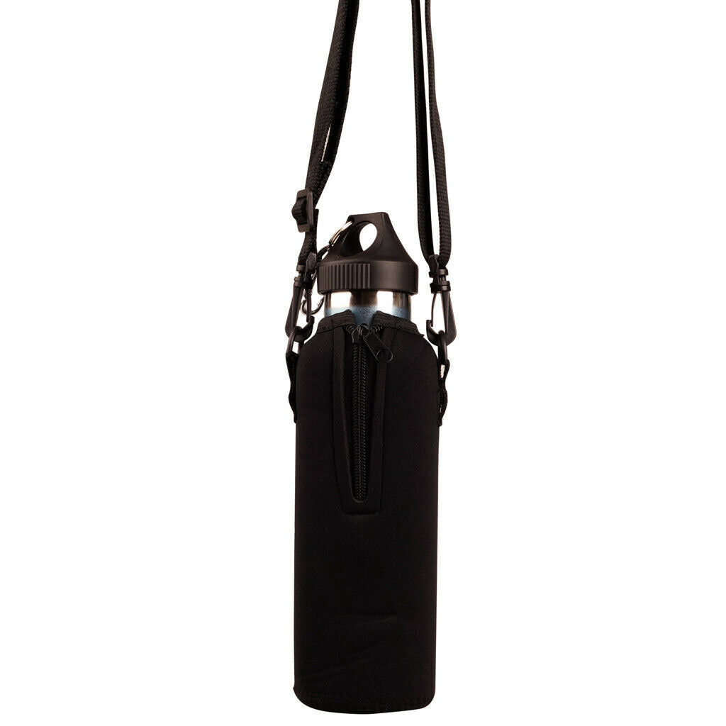 750ML Water Bottle Carrier Insulated Cover Case Bag Pouch Shoulder Black