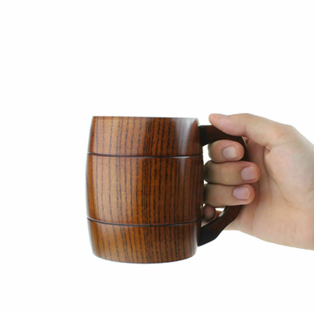 Large Oak Wooden Mug Beer Cup with Handle Wooden Tankard Beer Stein Mug Milk