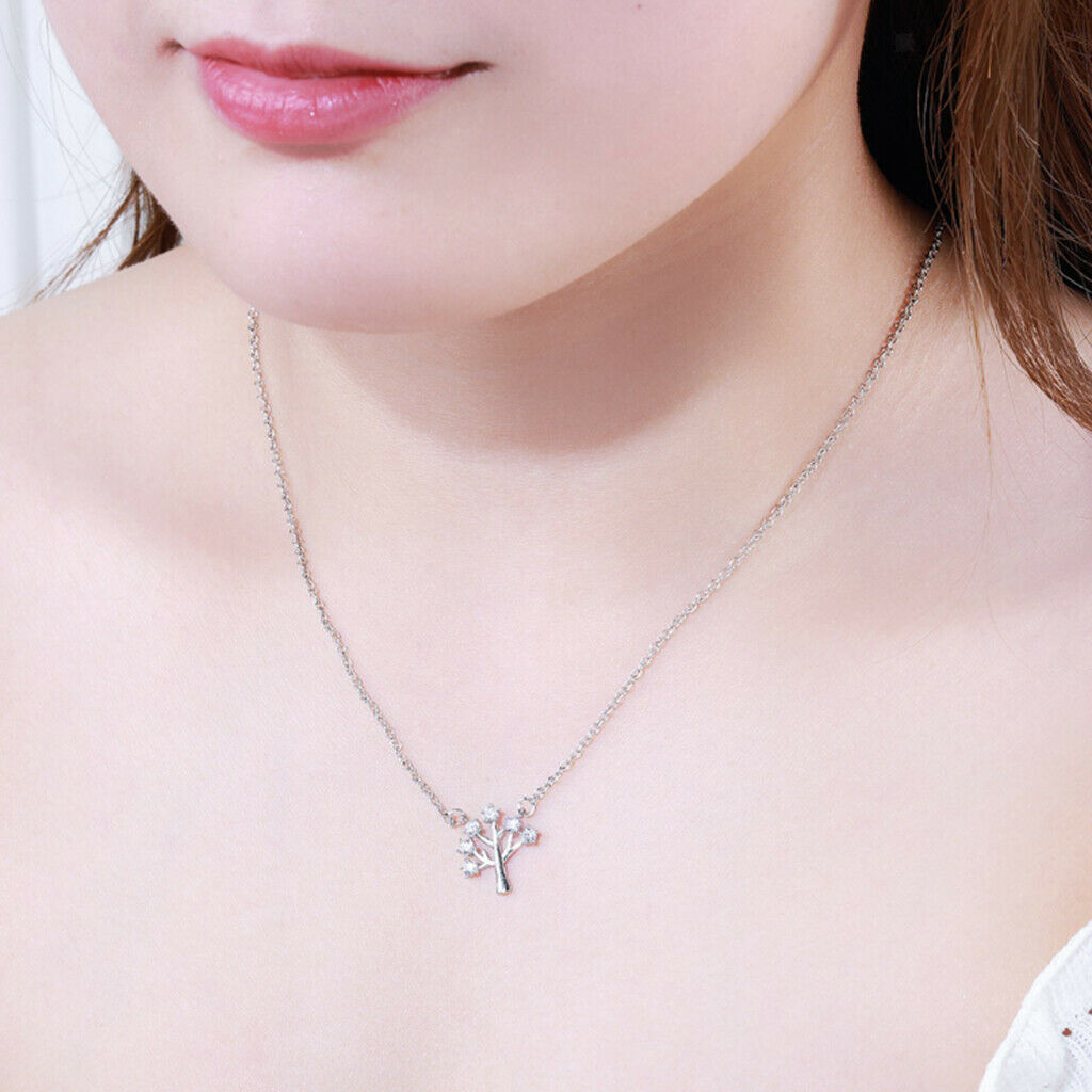 Simple Tree of Life Cubic Zirconia Crystal Pendant Fashion Jewelry Gifts